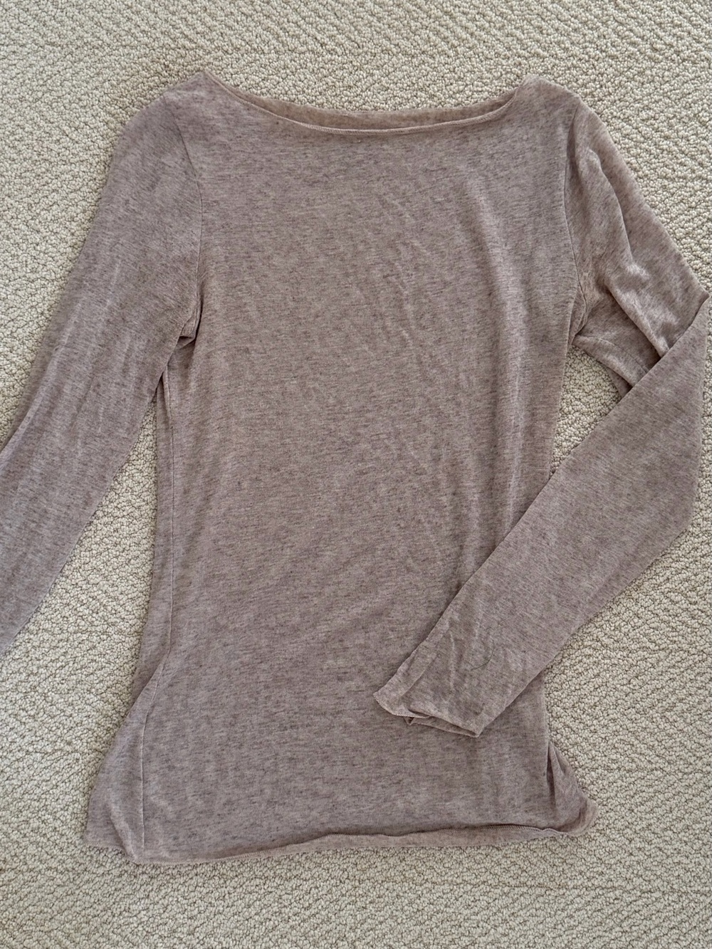 intimissimi cashmere Long-Sleeve Boatneck Top in Taupe